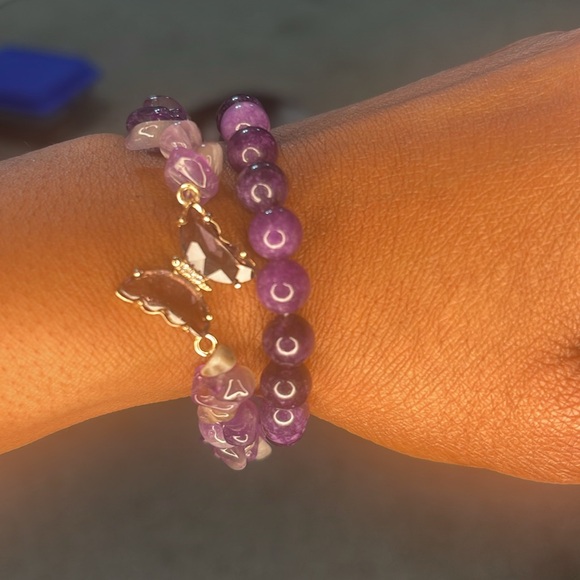 Butterfly Crackle Amethyst Pendant Necklace and Bracelet Set - Picture 5 of 5